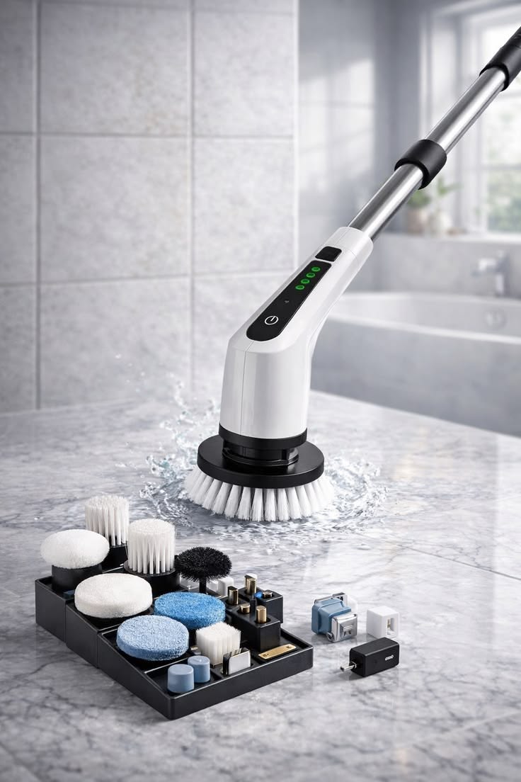 🧹✨ 3 in 1 Electric Spin Scrubber Machine  آلة تنظيف كهربائية دوارة 3 في 1 ✨🧹